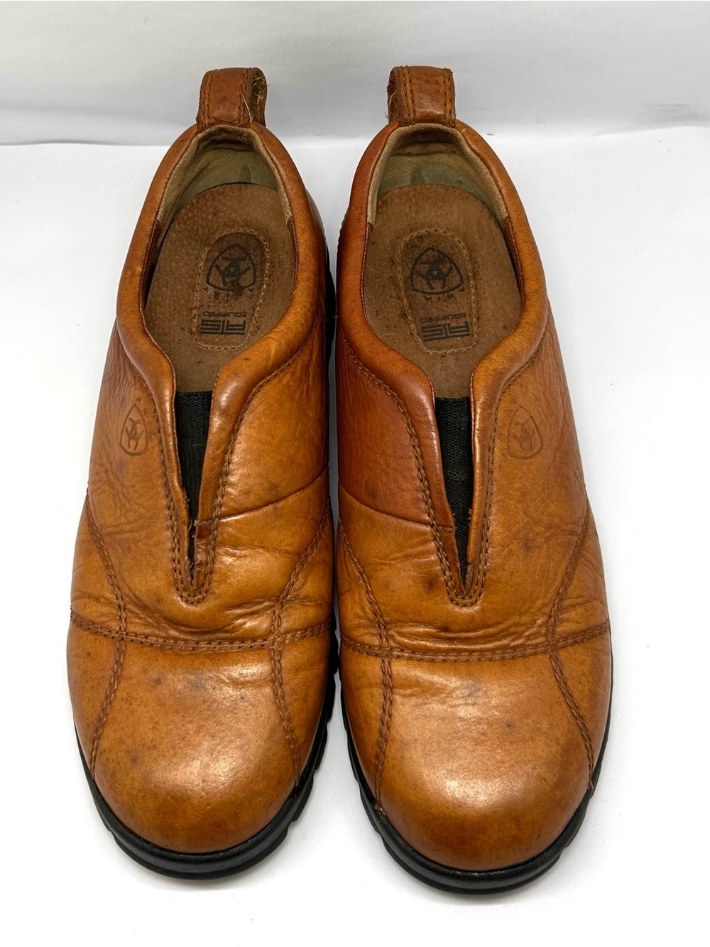 Ariat ATS Womens Slip On Leather Shoe Size 7.5 B Brown Cap Toe Style 95422